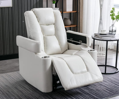 White Power Recliner Chair Set Of 2 With USB Ports