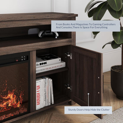 65 Inch Electric Fireplace TV Stand Modern Farmhouse Design