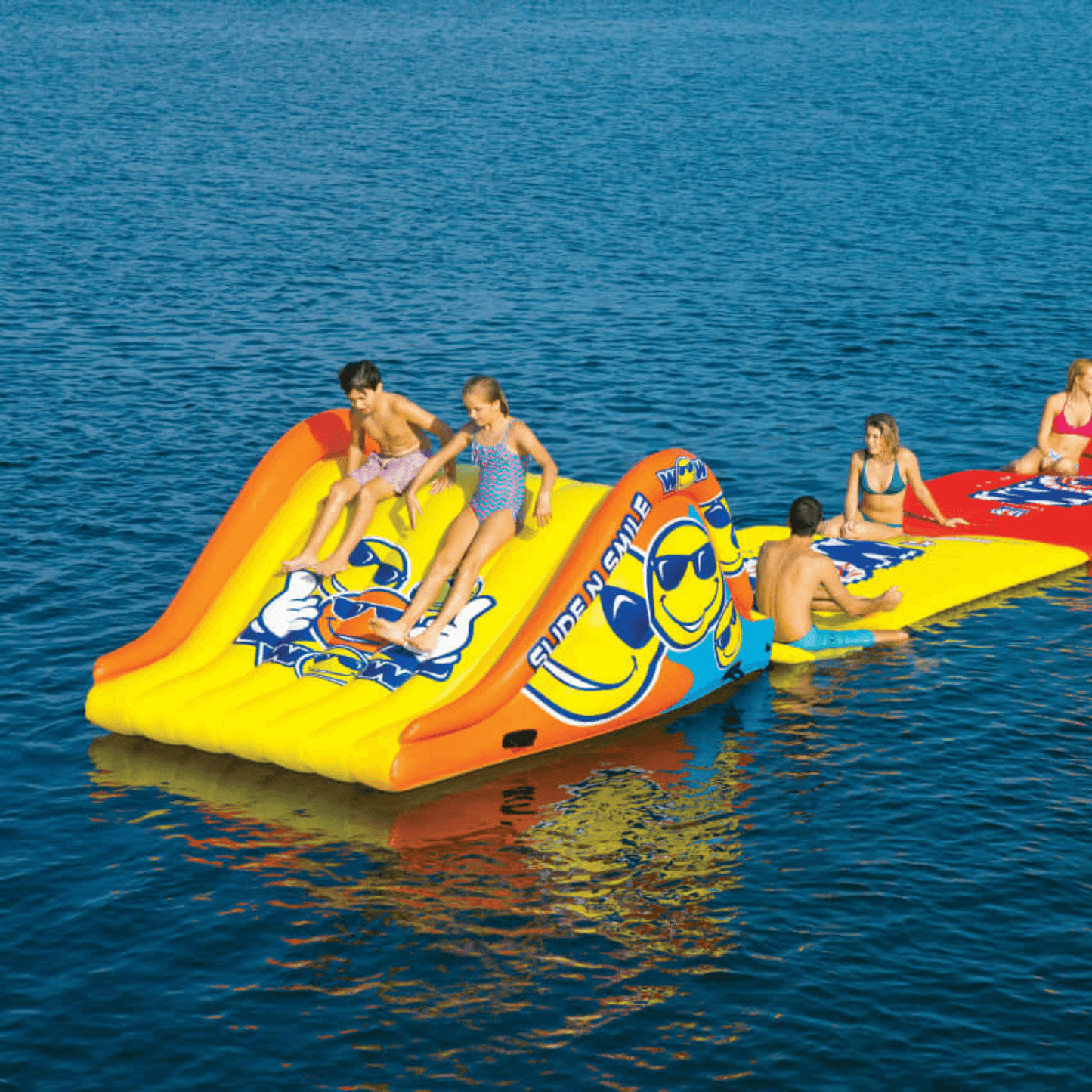 WOW Watersports 19-2210 Slide N Smile Floating 2 Lane Waterslide w