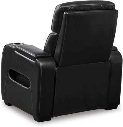 Black Leather Power Recliner With Adjustable Headrest