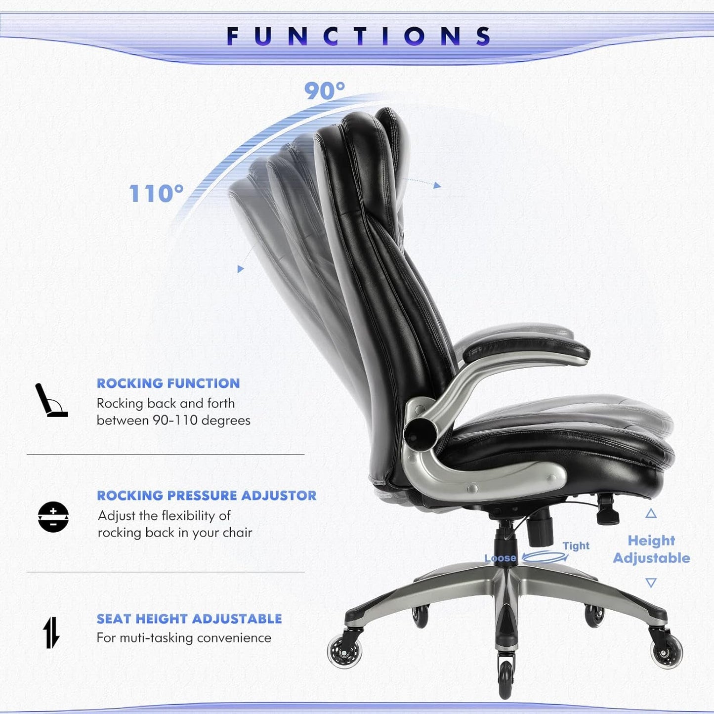 Ergonomic High Back Leather Office Chair For Home Use