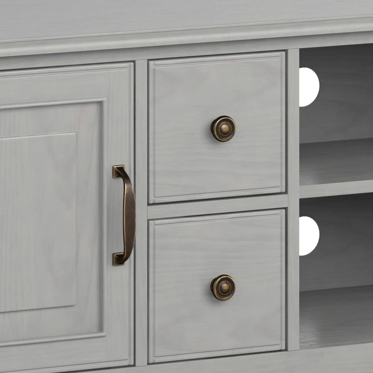 72 Inch Solid Wood TV Stand Fog Grey Up To 80 Inches