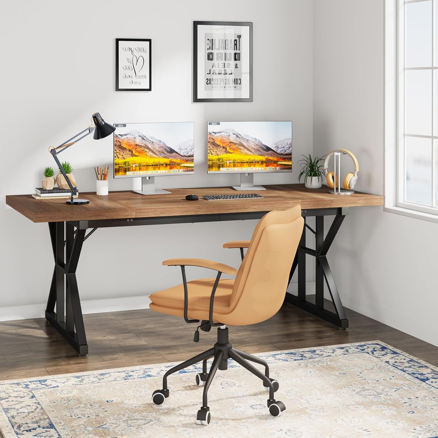 70.8 Inch Executive Desk Large Modern Home Office Desk