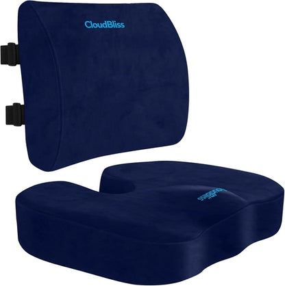 Blue Memory Foam Seat Cushion For Office Chair Lumbar