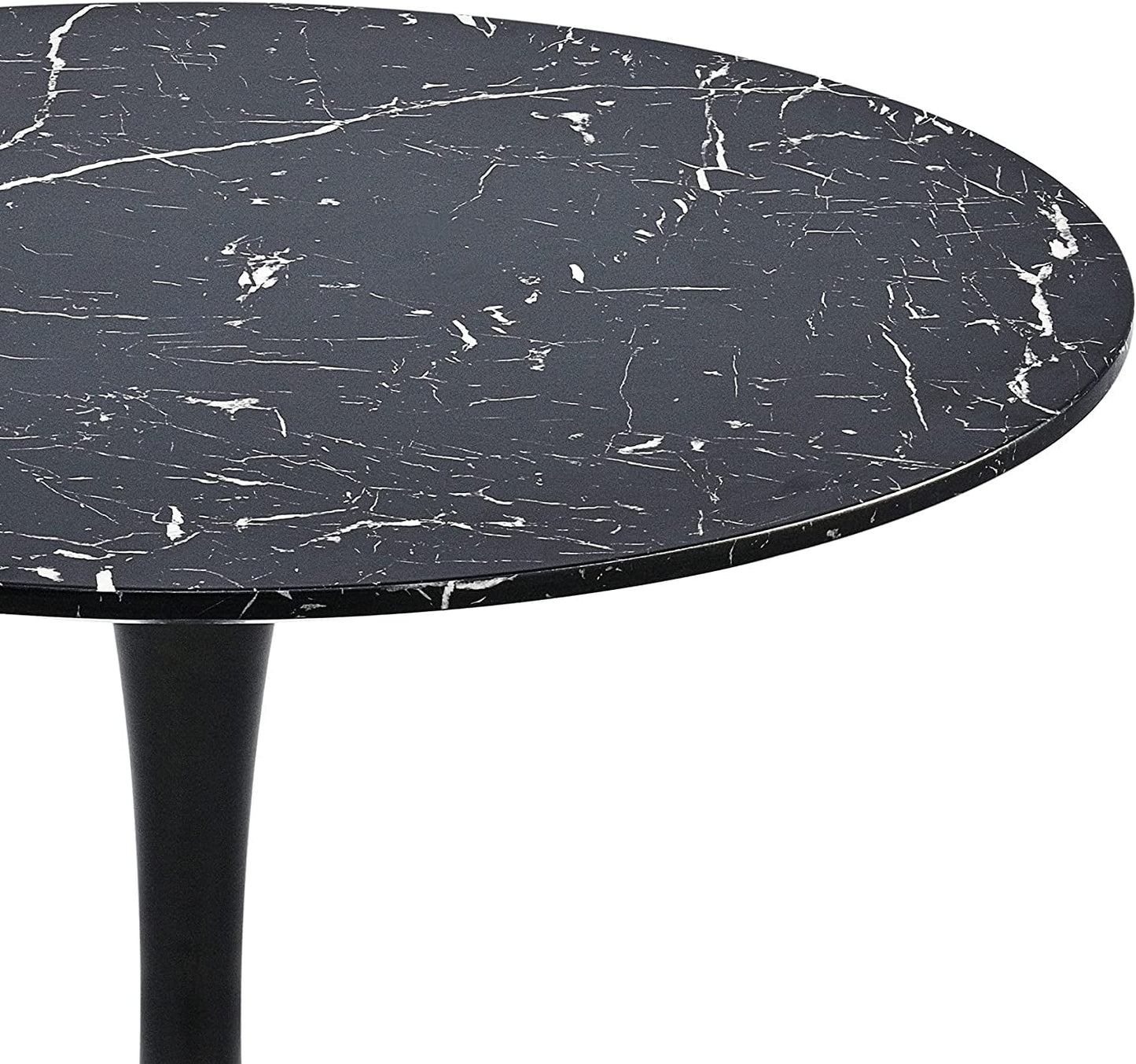 32 Inch Round Dining Table With Faux Marble Top Modern