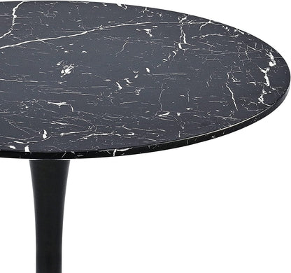 32 Inch Round Dining Table With Faux Marble Top Modern
