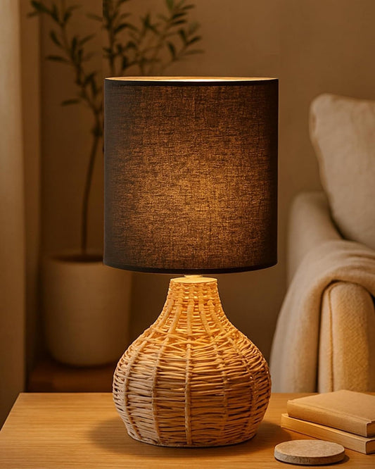 Small Nightstand Table Lamp Black